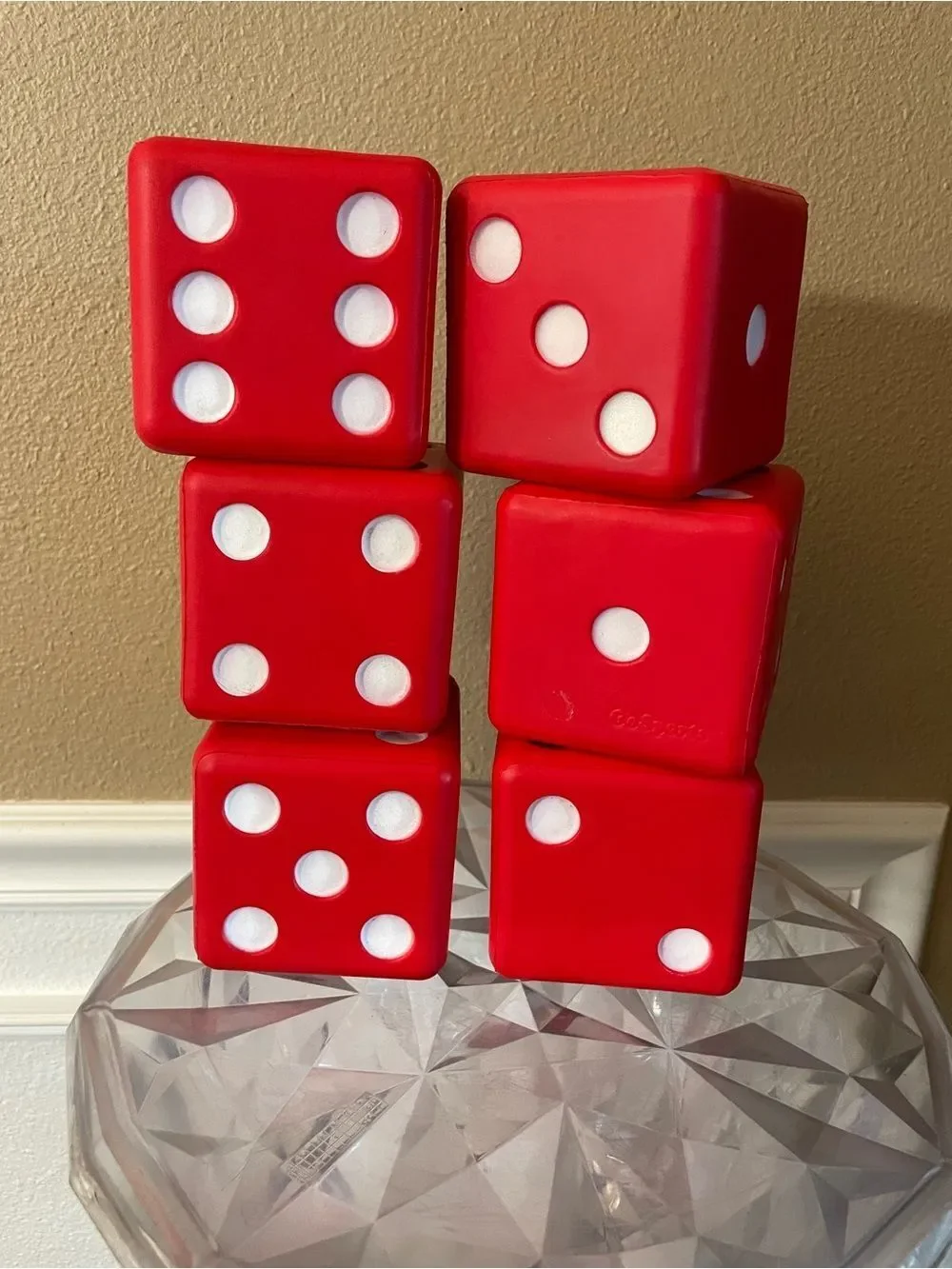 Go To Sports Huge Dice set of 6 Dice Red and White!
